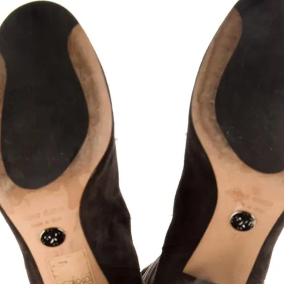 DOLCE & GABBANA suede over the knee THIGH BOOTS chocolate brown 37 6.5 scrunch - Picture 7 of 9